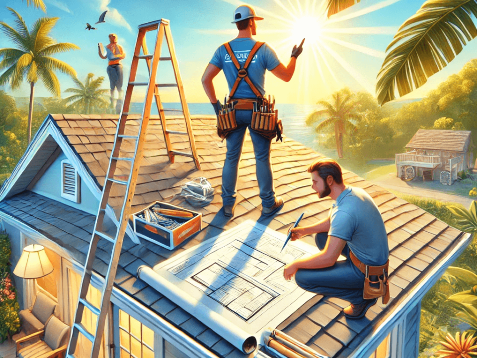 Florida roofing contractor inspecting a house roof