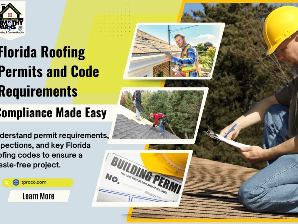 A Florida roofing contractor reviewing permit documents on a job site to ensure code compliance