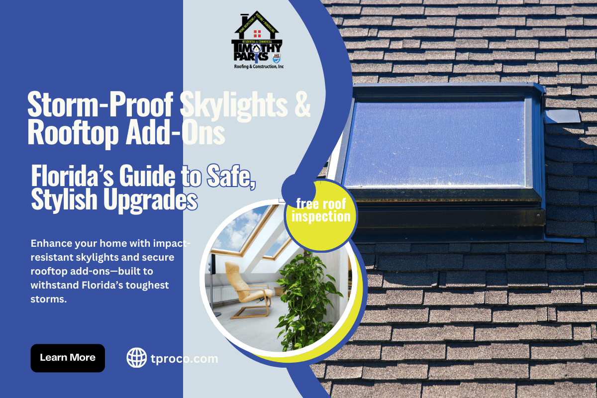 "A Florida rooftop featuring an impact-resistant skylight designed to withstand high winds and debris