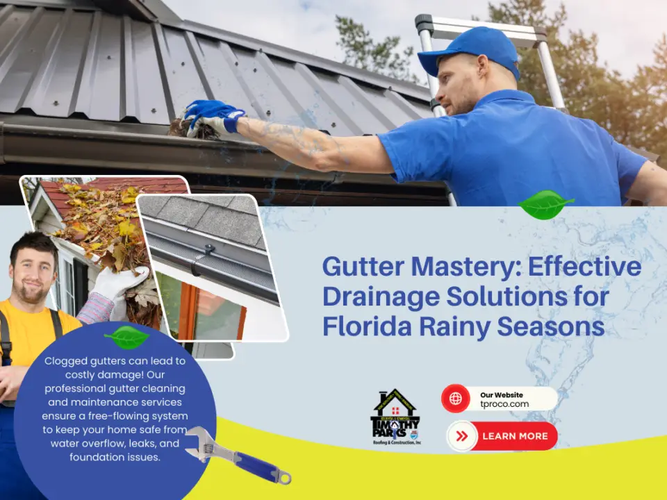 A well-maintained gutter system on a Florida house, ensuring proper water drainage during heavy rain