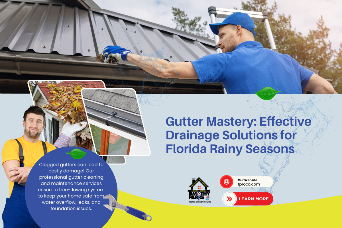 A well-maintained gutter system on a Florida house, ensuring proper water drainage during heavy rain