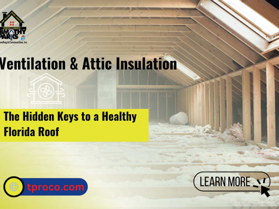 A well-insulated attic in a Florida home, showcasing vented soffits and sufficient insulation for roof longevity