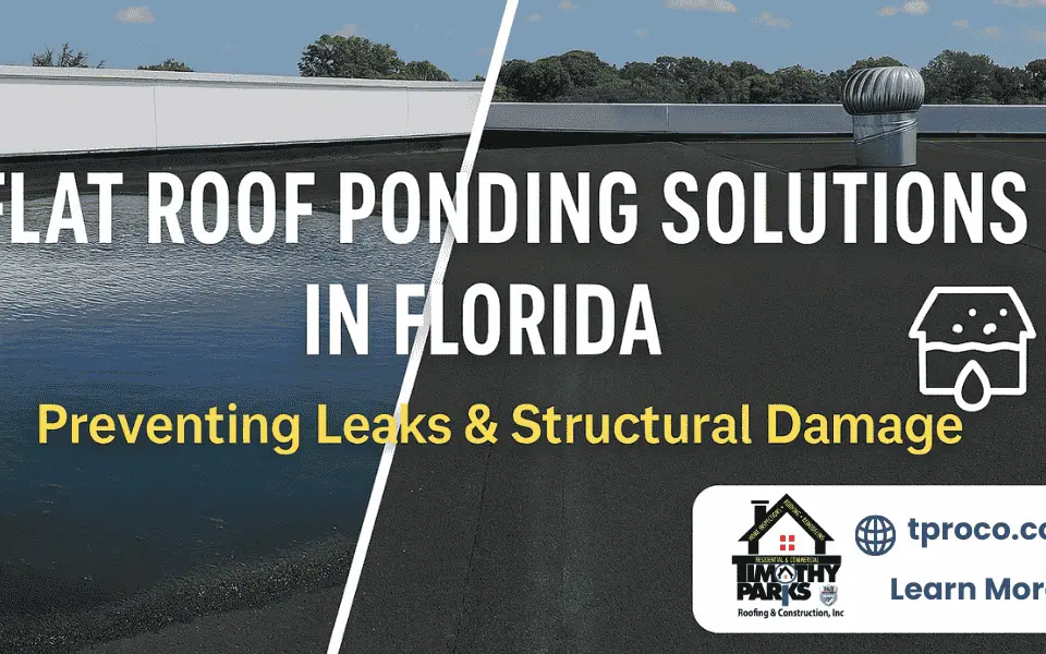 A Florida commercial flat roof after repairs, featuring improved drainage, corrected slope, and a smooth, dry surface free from ponding water.