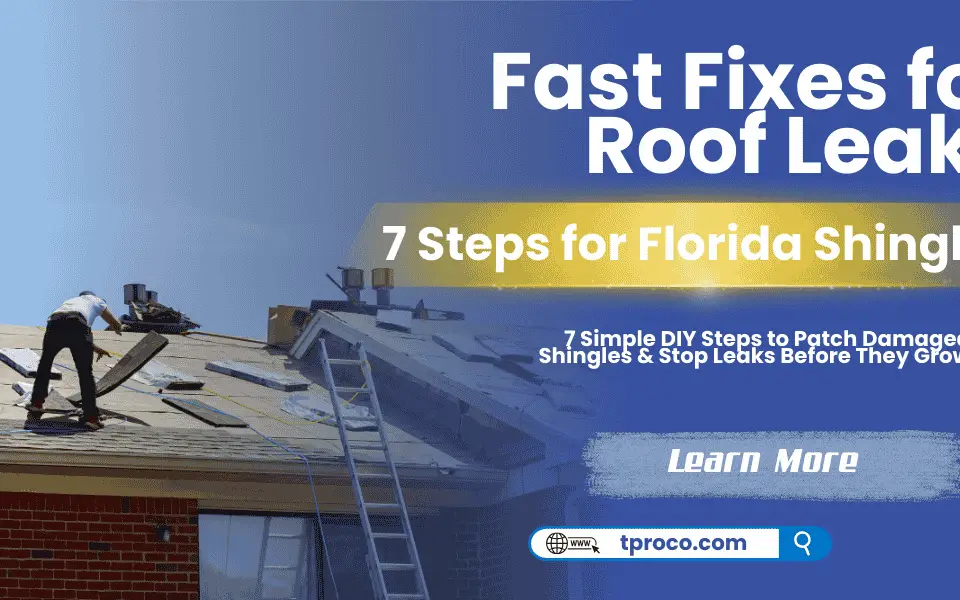 A Florida homeowner applying a quick patch to a damaged asphalt shingle to stop minor water intrusion.