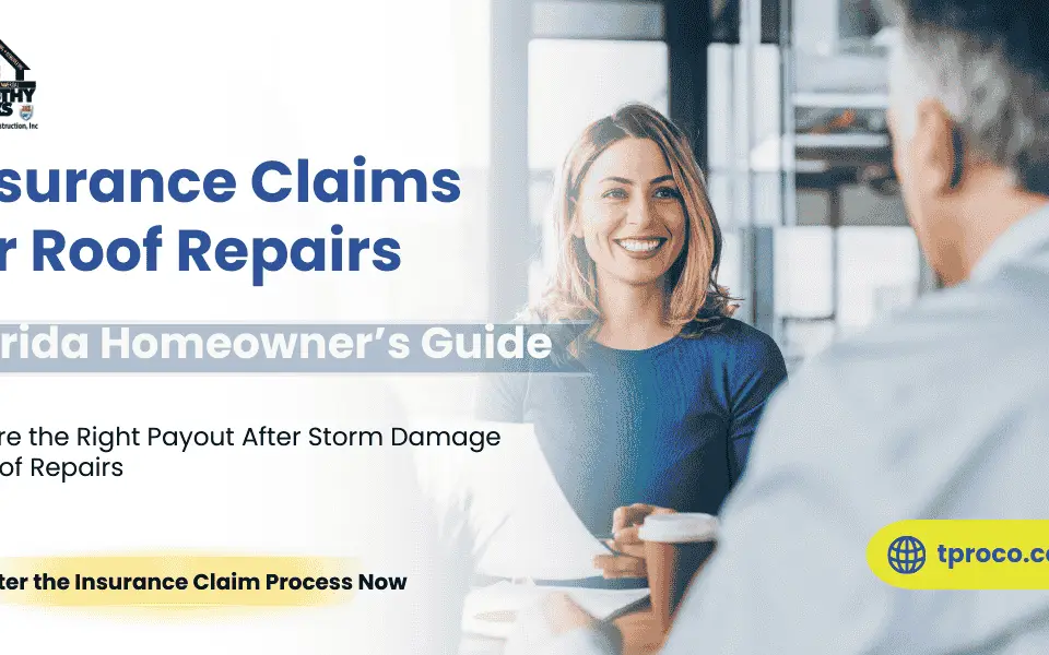 A Florida homeowner on the phone with an insurance agent, showing roof damage photos for a claim.
