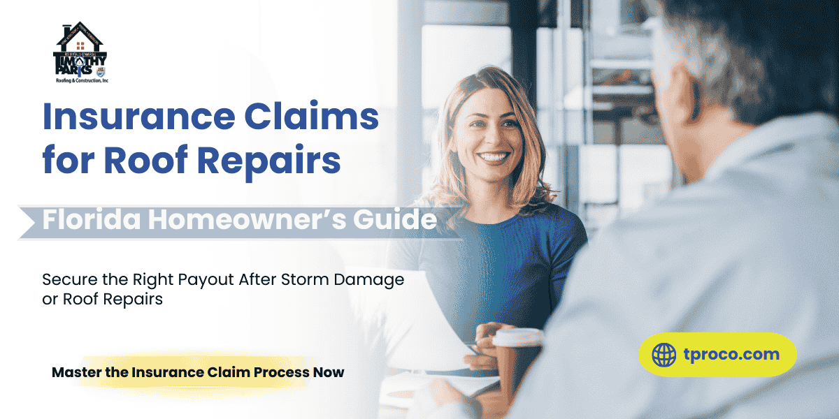 A Florida homeowner on the phone with an insurance agent, showing roof damage photos for a claim.