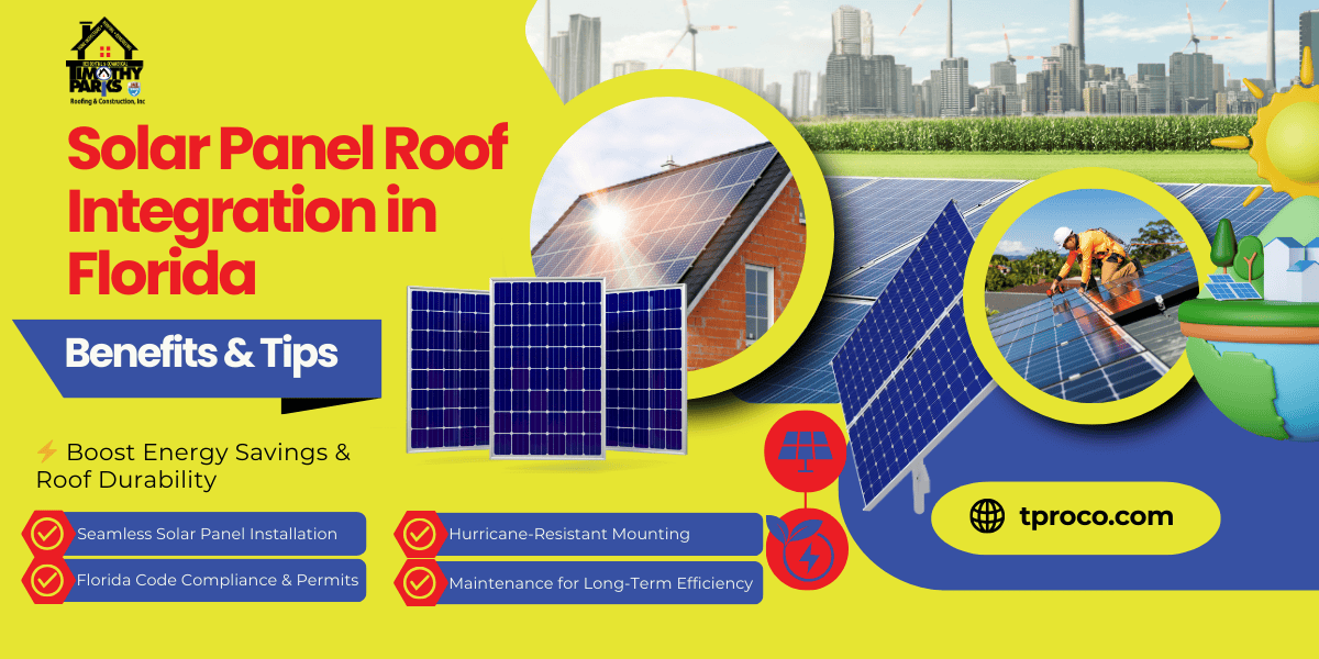 A Florida residence showcasing a well-integrated solar panel array on its roof, ensuring both energy production and structural integrity.