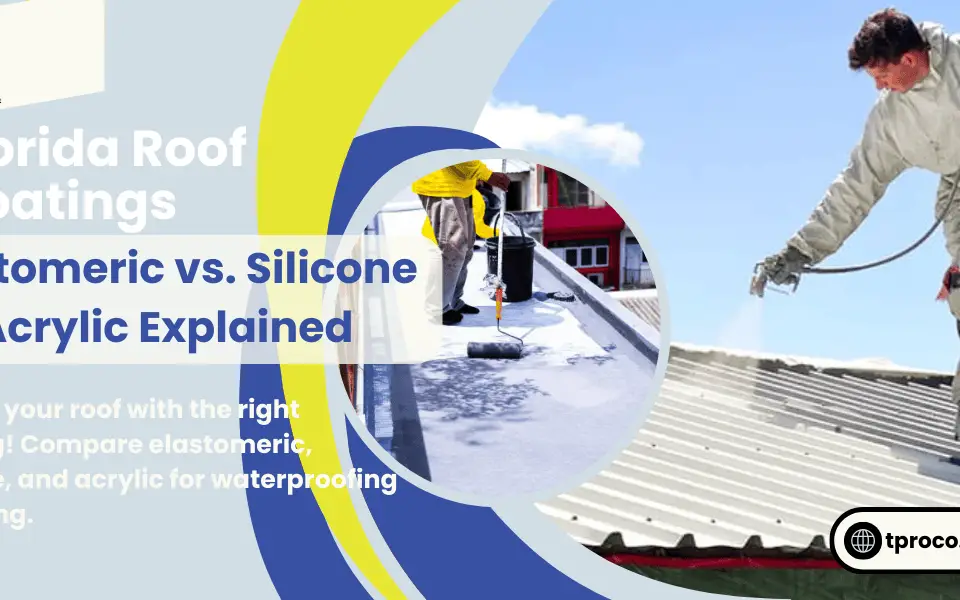A flat Florida rooftop sealed with a bright white elastomeric coating for waterproofing and reflectivity.