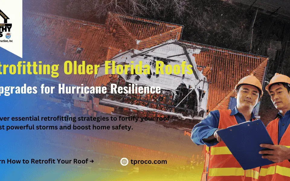 Older Florida home being retrofitted with hurricane straps and reinforced decking to enhance storm resilience.