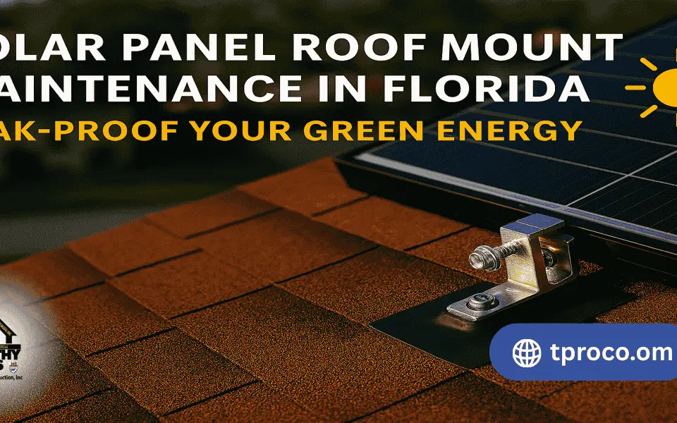 Florida shingle roof with properly sealed and flashed solar panel mounts, ensuring no leaks and maximum energy performance.