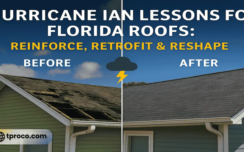 Post-Hurricane Ian Florida home with a fully retrofitted roof, featuring hurricane straps, upgraded underlayment, and reinforced decking for storm protection.