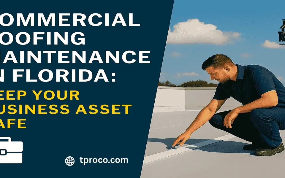 Florida commercial roof with reinforced membrane and sealed flashings, maintained to prevent storm damage and business disruption.