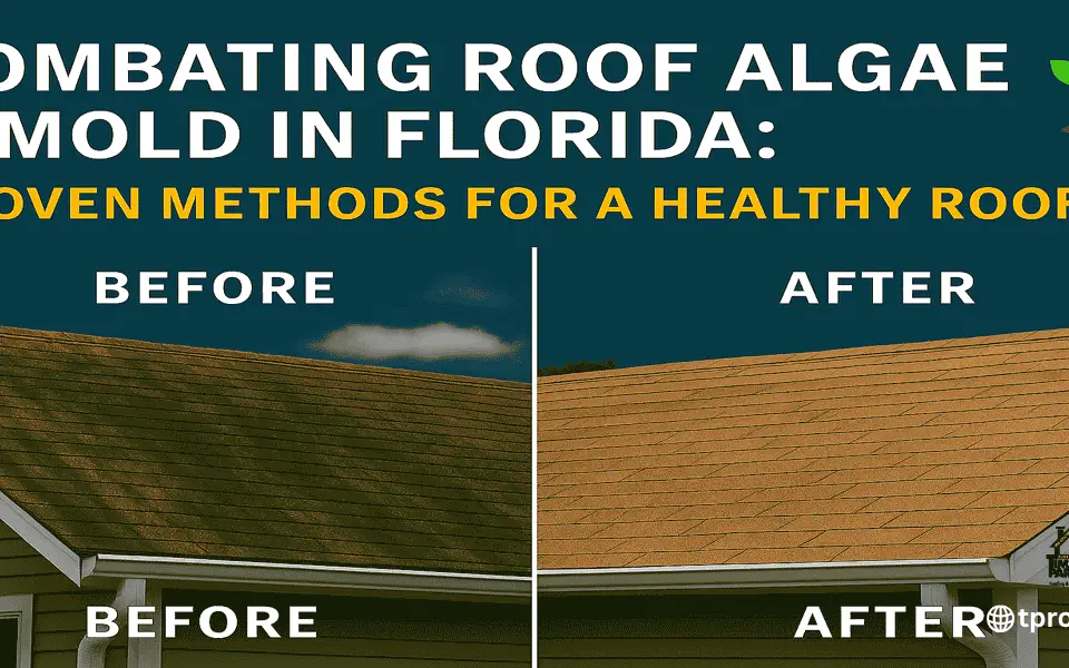 Florida asphalt shingle roof restored to a clean, streak-free finish after safe algae and mold removal treatment.