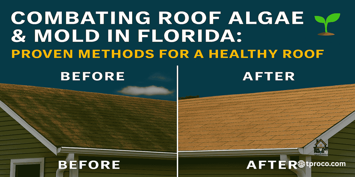 Florida asphalt shingle roof restored to a clean, streak-free finish after safe algae and mold removal treatment.