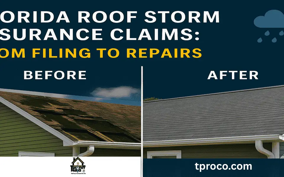 Florida home with new roof installed after storm damage, fully covered by insurance following proper claim procedures.