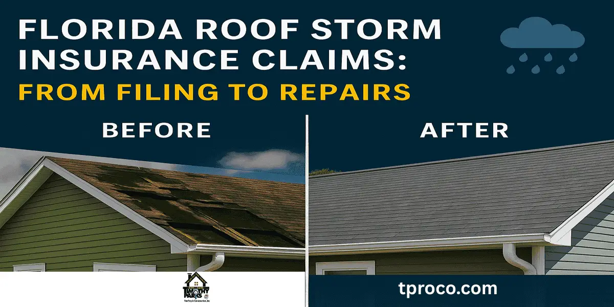 Florida home with new roof installed after storm damage, fully covered by insurance following proper claim procedures - Timothy Parks Roofing & Construction Inc Florida home with new roof installed after storm damage, fully covered by insurance following proper claim procedures.