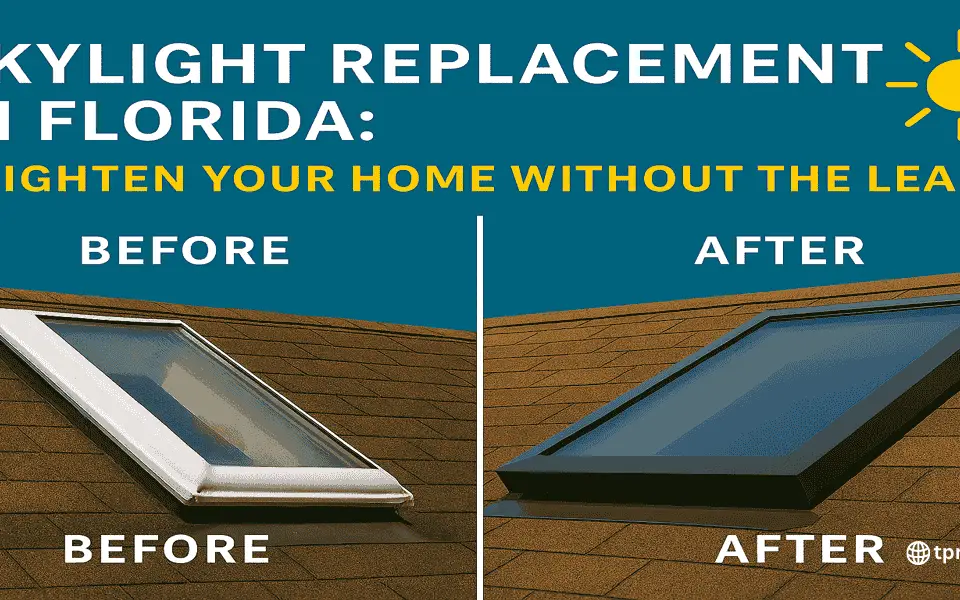 Freshly installed impact-rated skylight on a Florida roof, designed to resist storms and bring in natural light without leaks