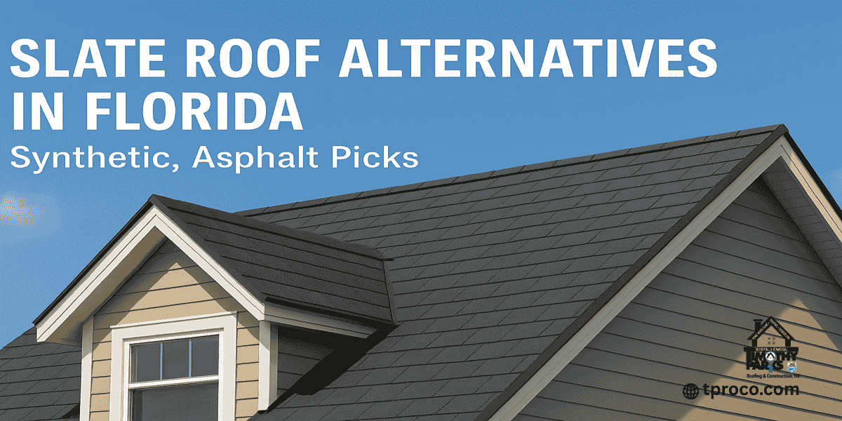 Modern Florida home with synthetic slate roofing, offering a traditional slate look without heavy load issues.