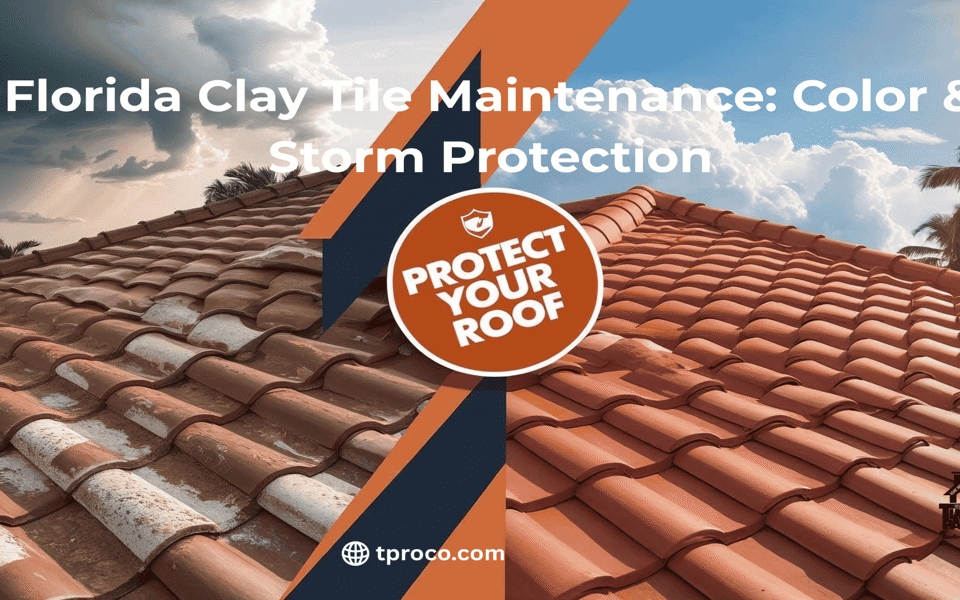 Florida clay tile roof freshly cleaned and sealed, showcasing restored color and mold-free surfaces.