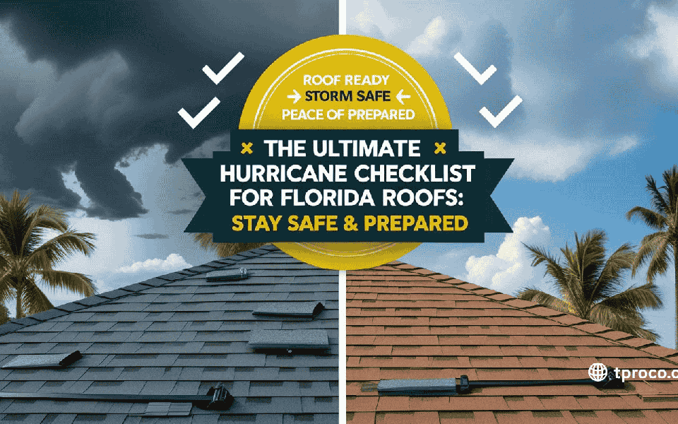 Florida roof thoroughly prepped for hurricane season, featuring sealed flashing, hurricane straps, and reinforced shingles.