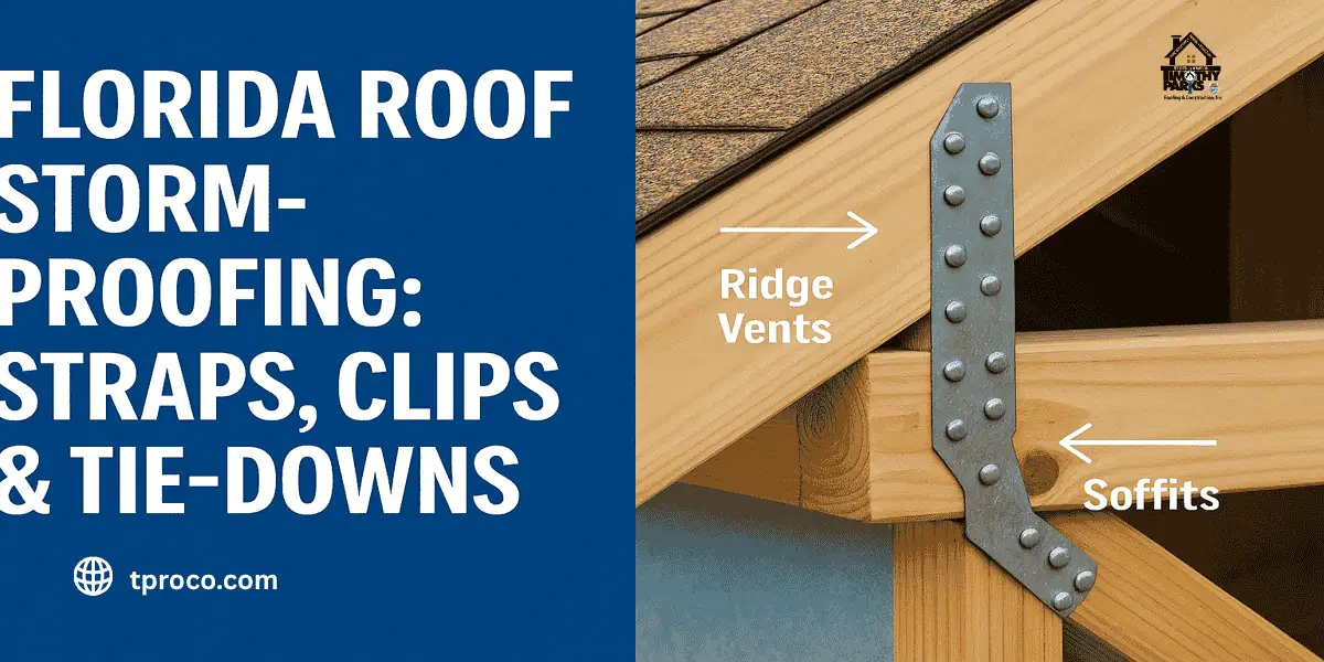 Florida roofer securing hurricane straps and re nailing roof decking to meet wind uplift protection standards - Timothy Parks Roofing & Construction Inc Florida roofer securing hurricane straps and re nailing roof decking to meet wind uplift protection standards.